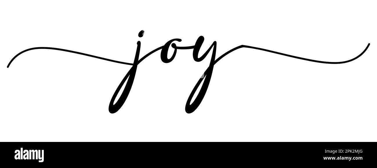 Joy-Karte. Handgezeichnetes positives Zitat. Moderne Pinselkalligraphie. Isoliert auf weißem Hintergrund Stock Vektor