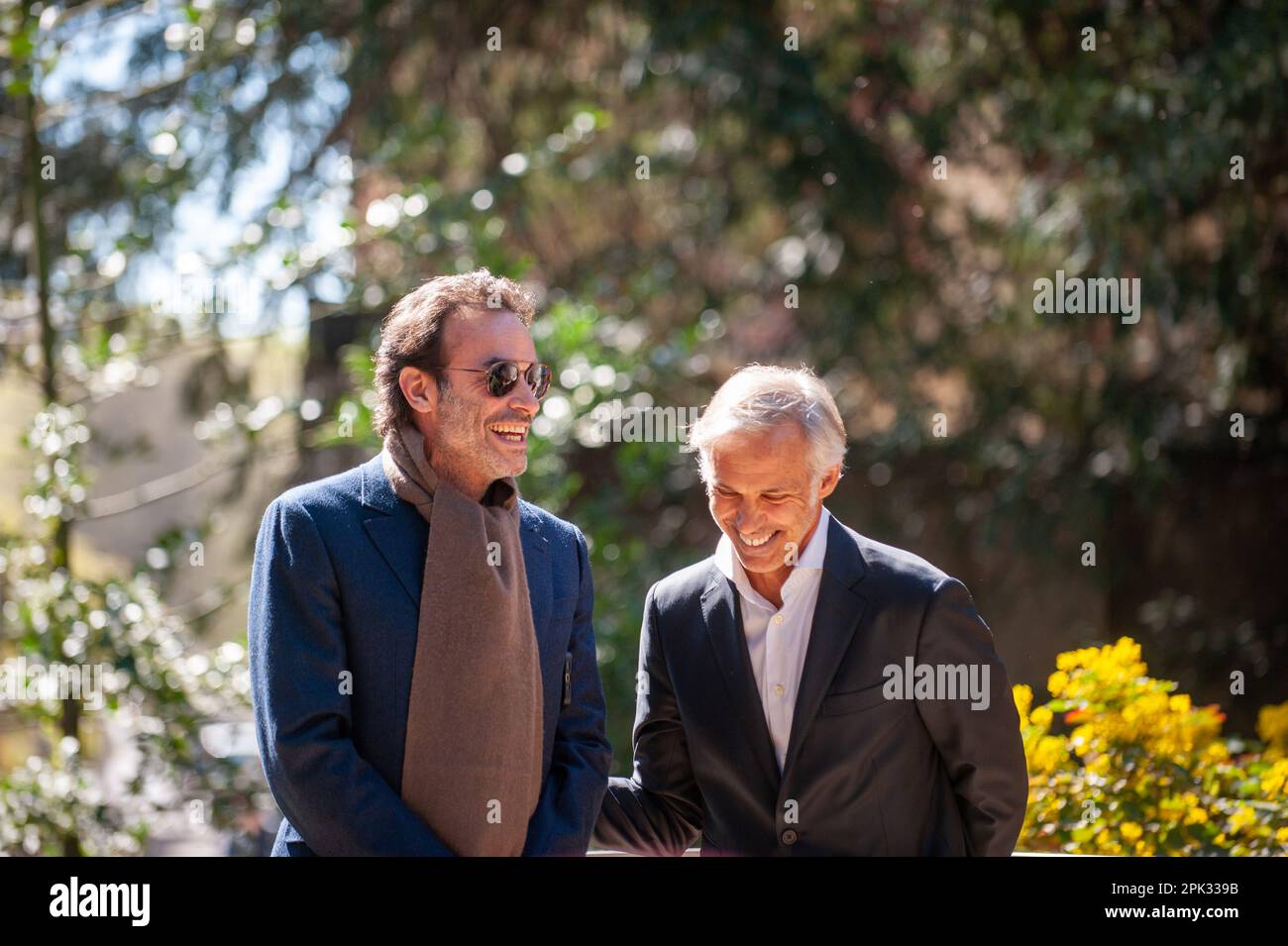 Paul Belmondo und Antonhy Delon bei der Eröffnung des neuen Borsalino Museums Stockfoto