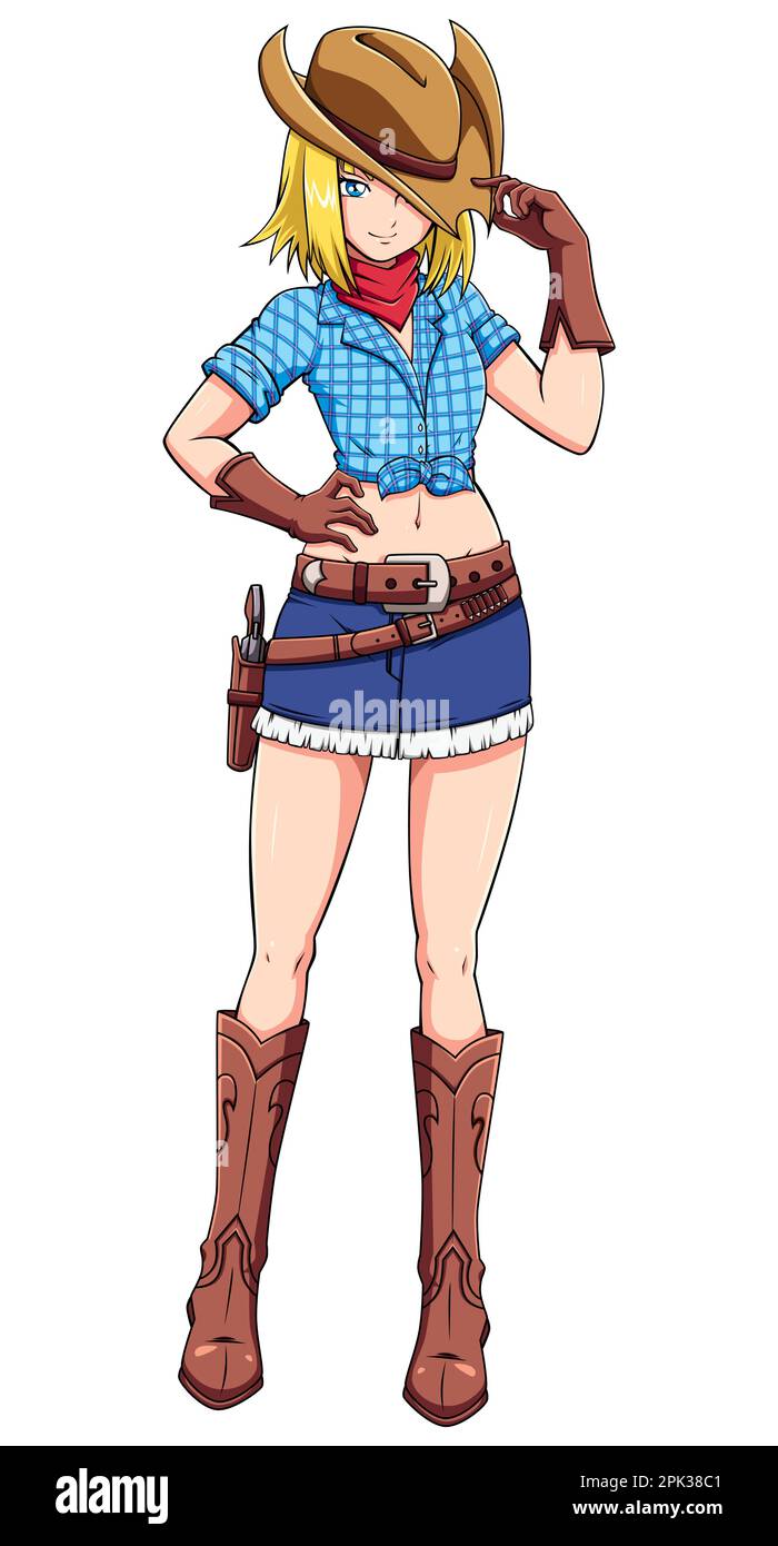 Anime Cowgirl auf White Stock Vektor