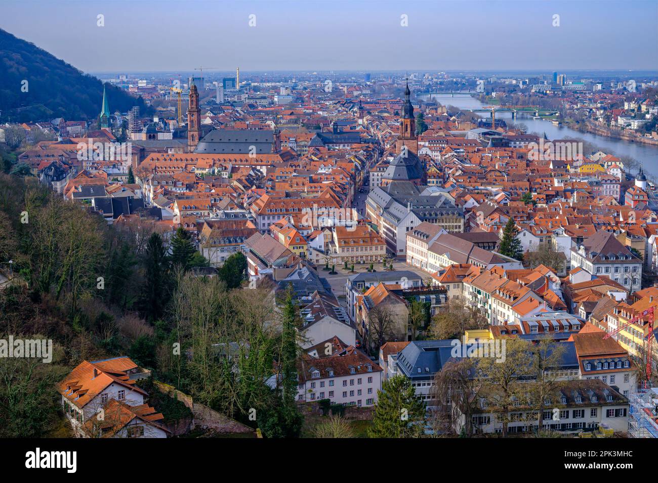 Panoramablick über die historische Altstadt von Heidelberg, Baden-Württemberg, Deutschland, Europa. Stockfoto