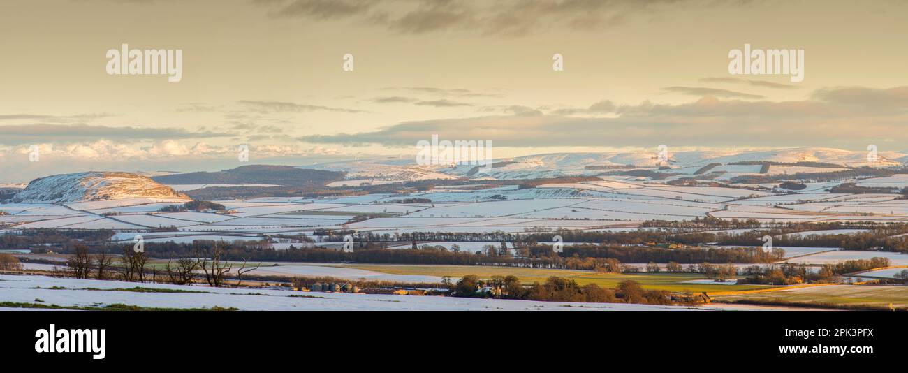 Schneebedeckte Lammermuir Hills Stockfoto