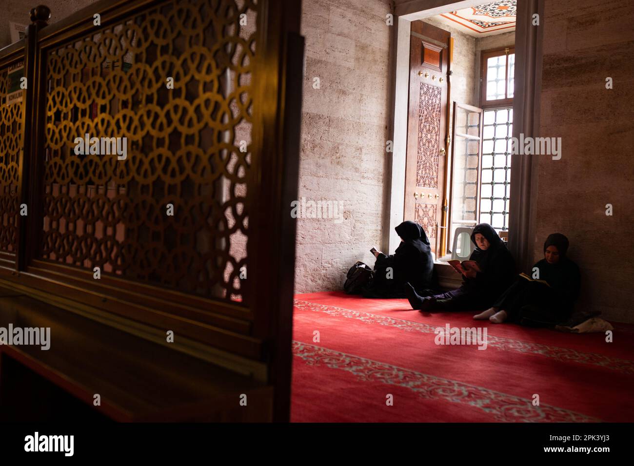 Innere der Blauen Moschee, Istanbul, Türkei Stockfoto