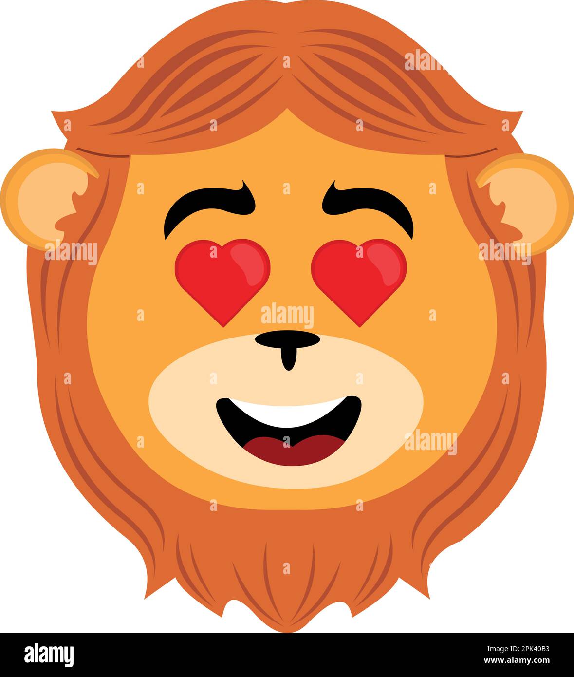 vektorbild eines Cartoon-Löwen, der sich liebt, mit herzförmigen Augen Stock Vektor