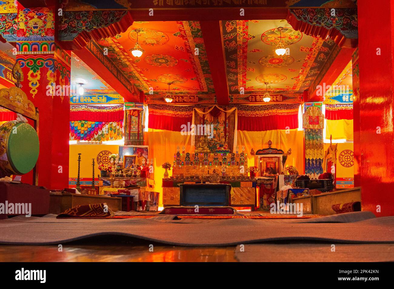 Samdruptse-Kloster, Ravangla, Sikkim, Indien - 20. Oktober 2016 : Innenansicht des buddhistischen Samdruptse-Klosters, Sikkim, Indien. Bild erlaubt. Stockfoto