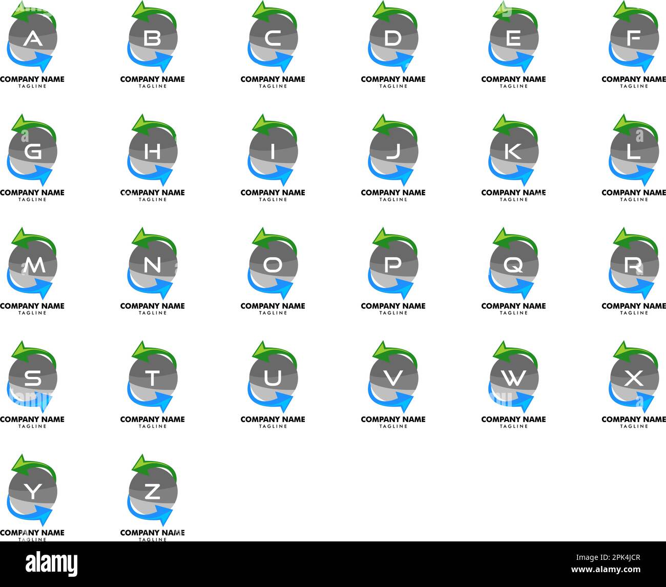 Anfangsbuchstabe mit kreisförmigem Exchange Logo-Design Stock Vektor