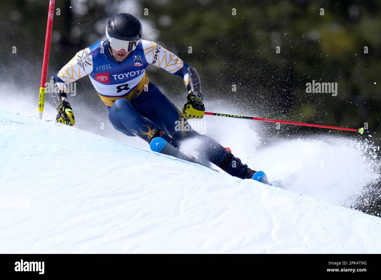 Gianluca Boehm competes in the men's giant slalom ski race during the U