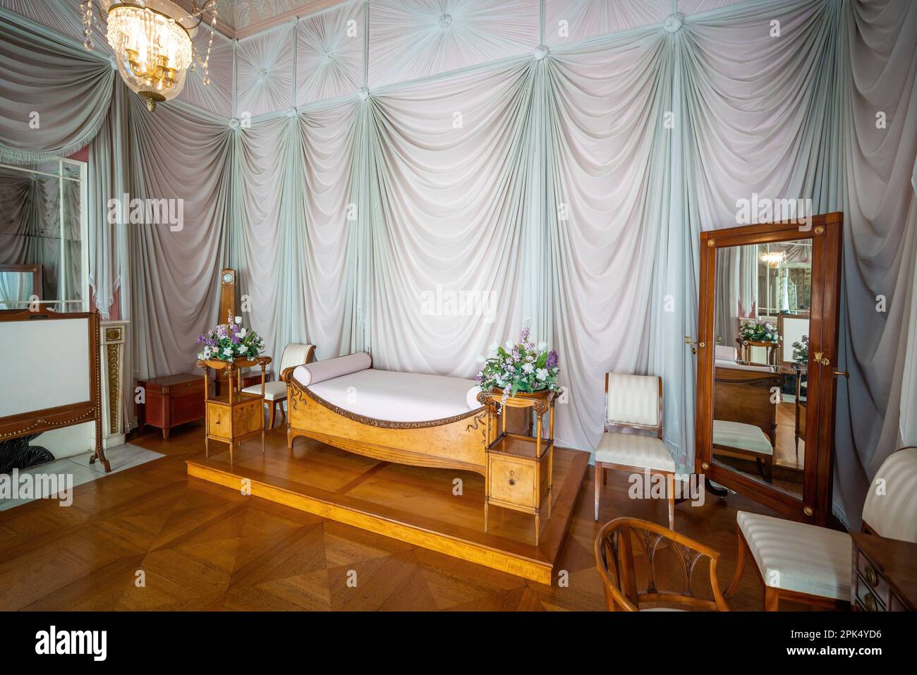 Schlafzimmer der Königin Luise im Innern des Schlosses Charlottenburg - Berlin Stockfoto