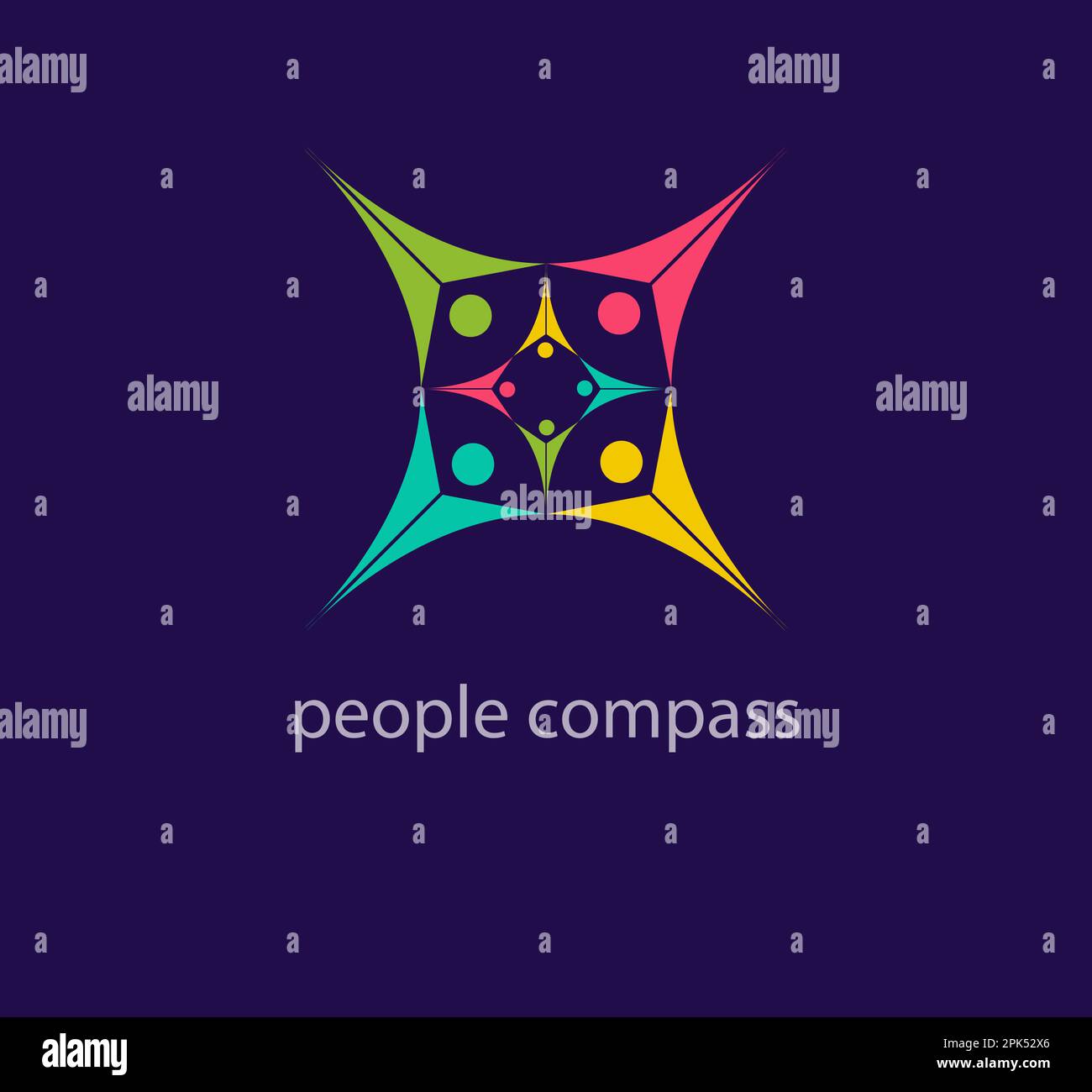 Logo des Kompasses „Personen“. Einzigartiges farbenfrohes Design. Abstrakte Vorlage für das Logo für die Unternehmensorientierung. vektor. Stock Vektor