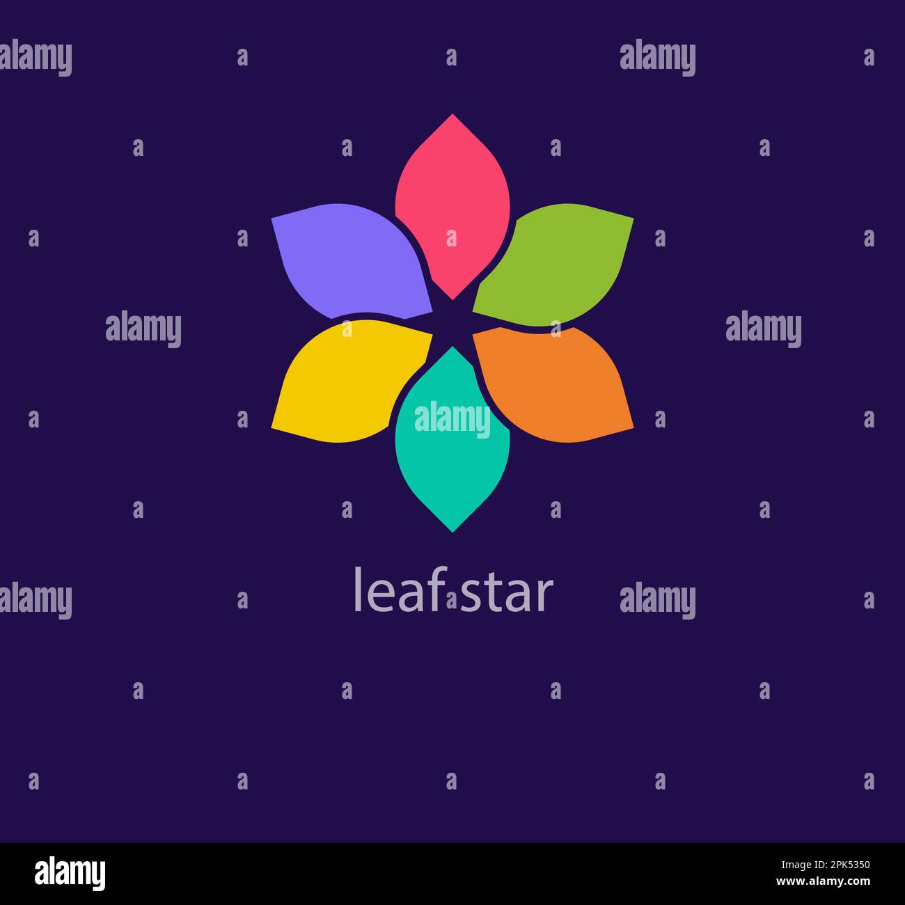 Sternbildungs-Loop-Logo von Blättern. Einzigartiges farbenfrohes Design. Kreative Vorlage für einfache organische Logos. vektor. Stock Vektor