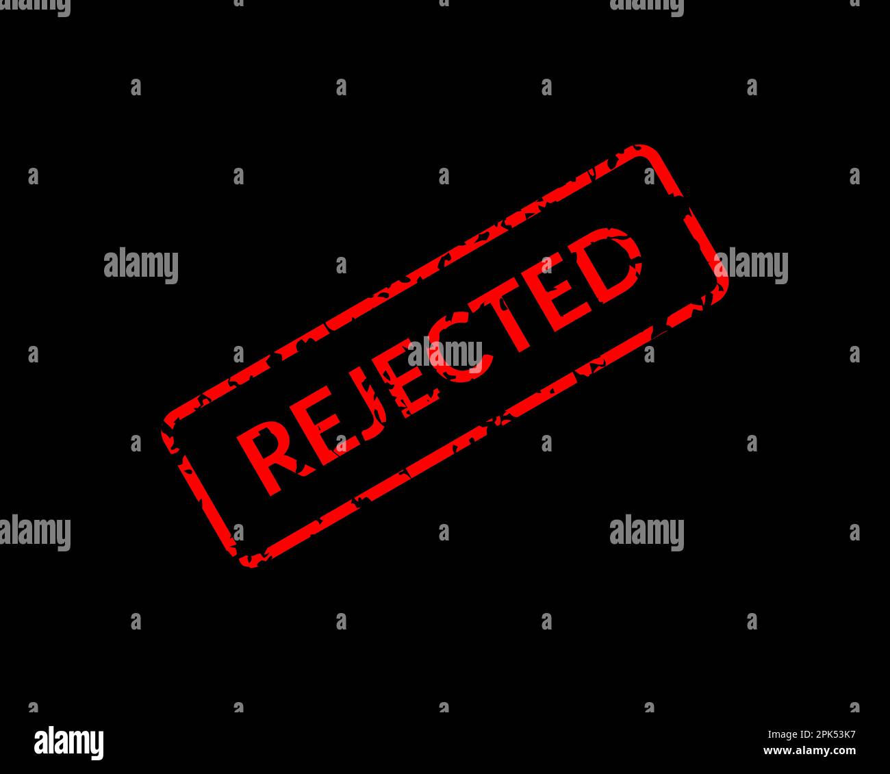 Stempel mit Wort abgelehnt, Grunge-Stil, auf schwarzem Hintergrund Stock Vektor