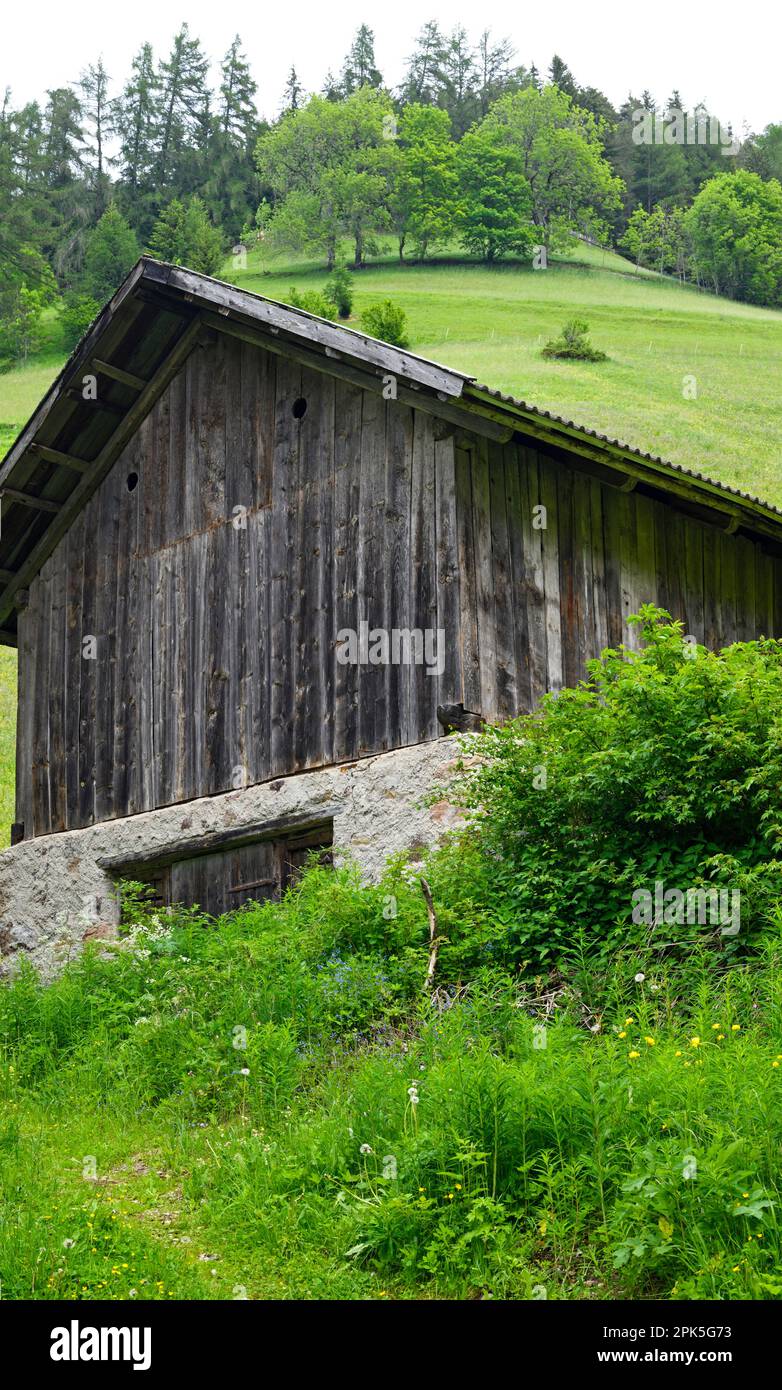 Weidehaus in Santa Maddalena in den Dolomiten, Italien Stockfoto