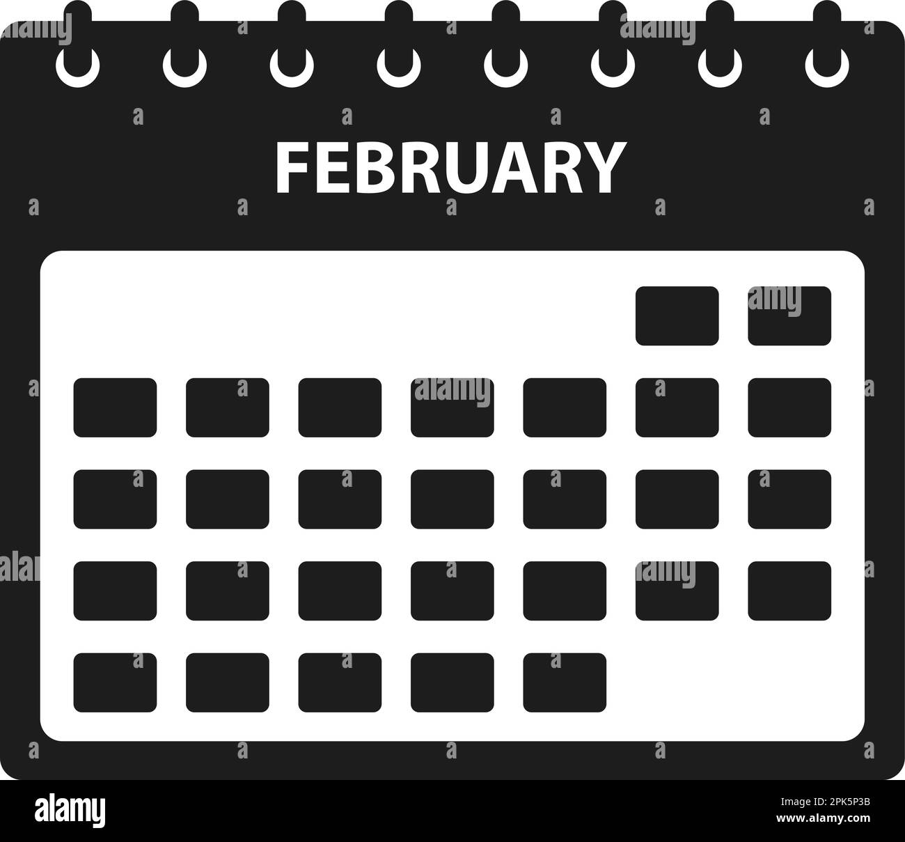 Symbol "Februar-Kalender". Flache Vektor-EPS. Stock Vektor