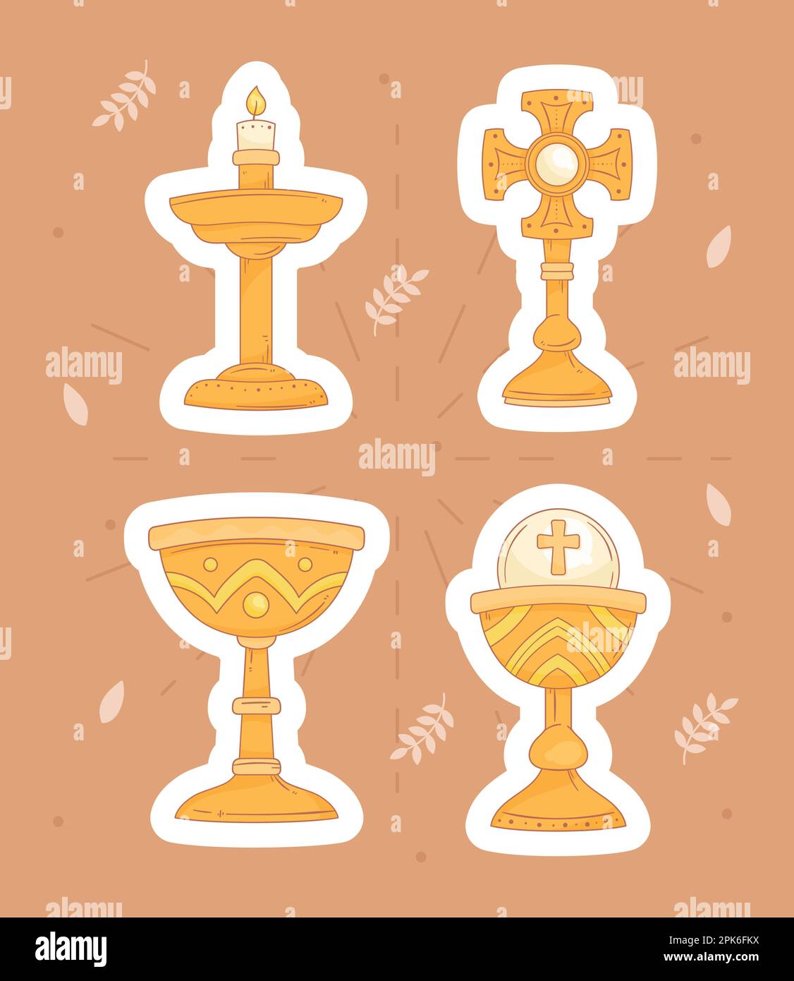 Ein goldenes Symbol für Christen und Spiritualität über Weiß Stock Vektor