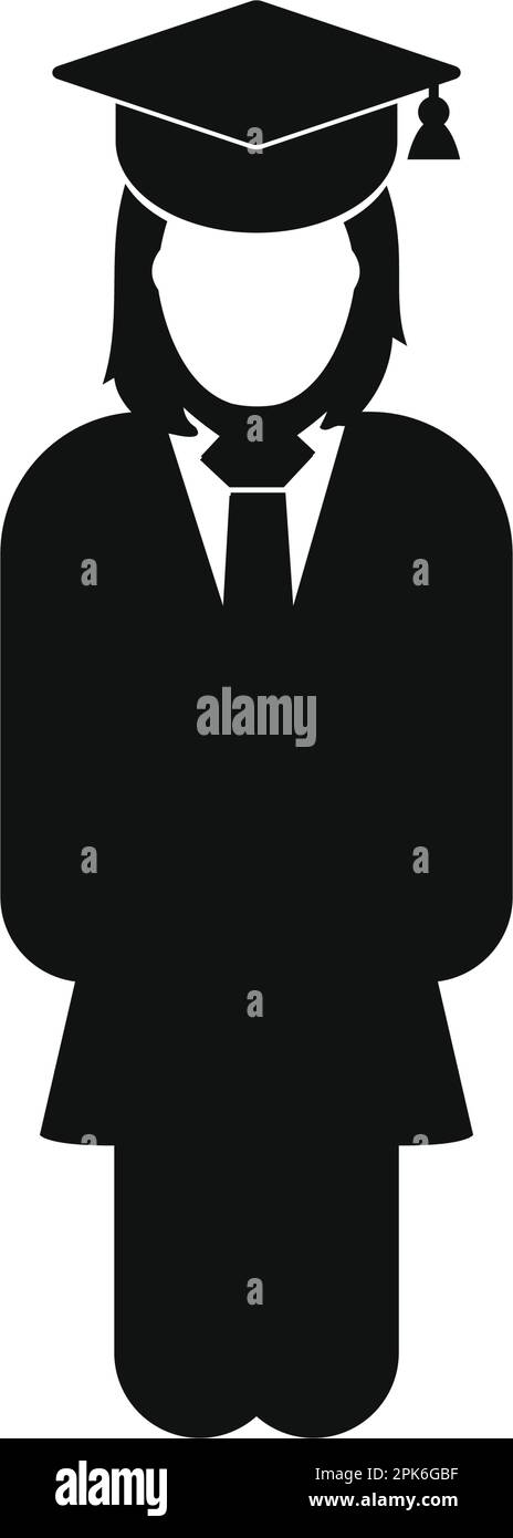 Symbol Für Weibliche Graduiertenschülerin. Flacher Vektor ESP. Stock Vektor