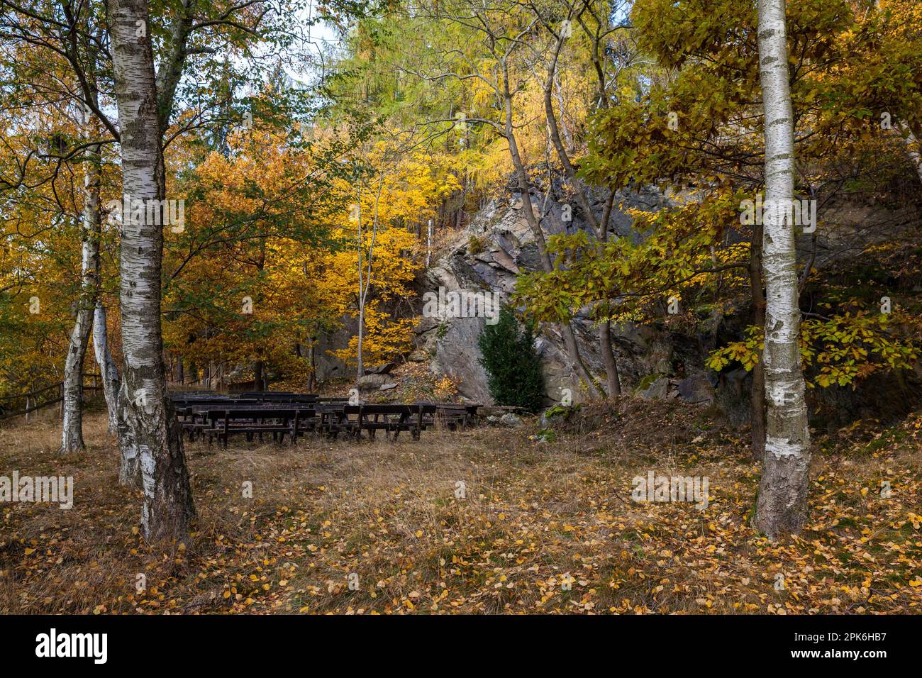 Guentersberges altes Messegelände im Herbst Stockfoto