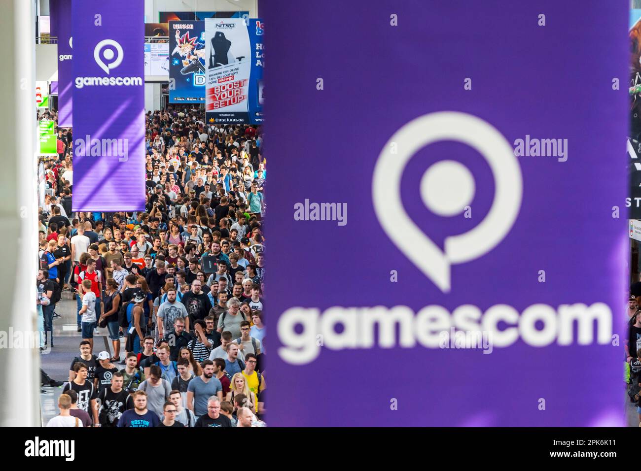 Gamescom, Computer- und Videospielmesse, Besuchermassen, Köln, Nordrhein-Westfalen, Deutschland Stockfoto