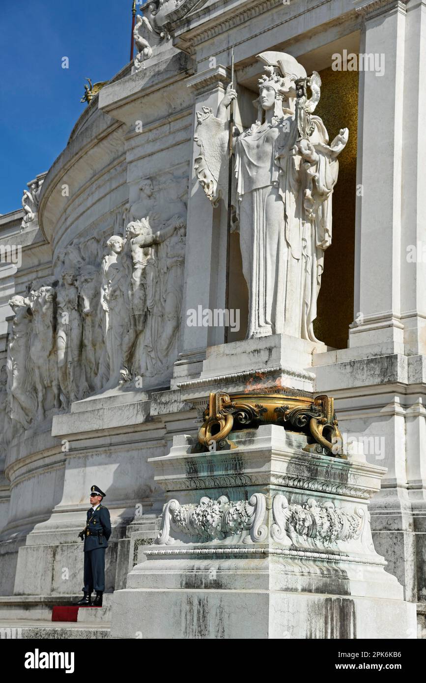 Ehrengarde, Grab des unbekannten Soldaten, Grab, Soldaten, Wachen, Vittorio Emanuele II. Nationaldenkmal, Denkmal, Piazza Venezia, Rom, Latium Stockfoto