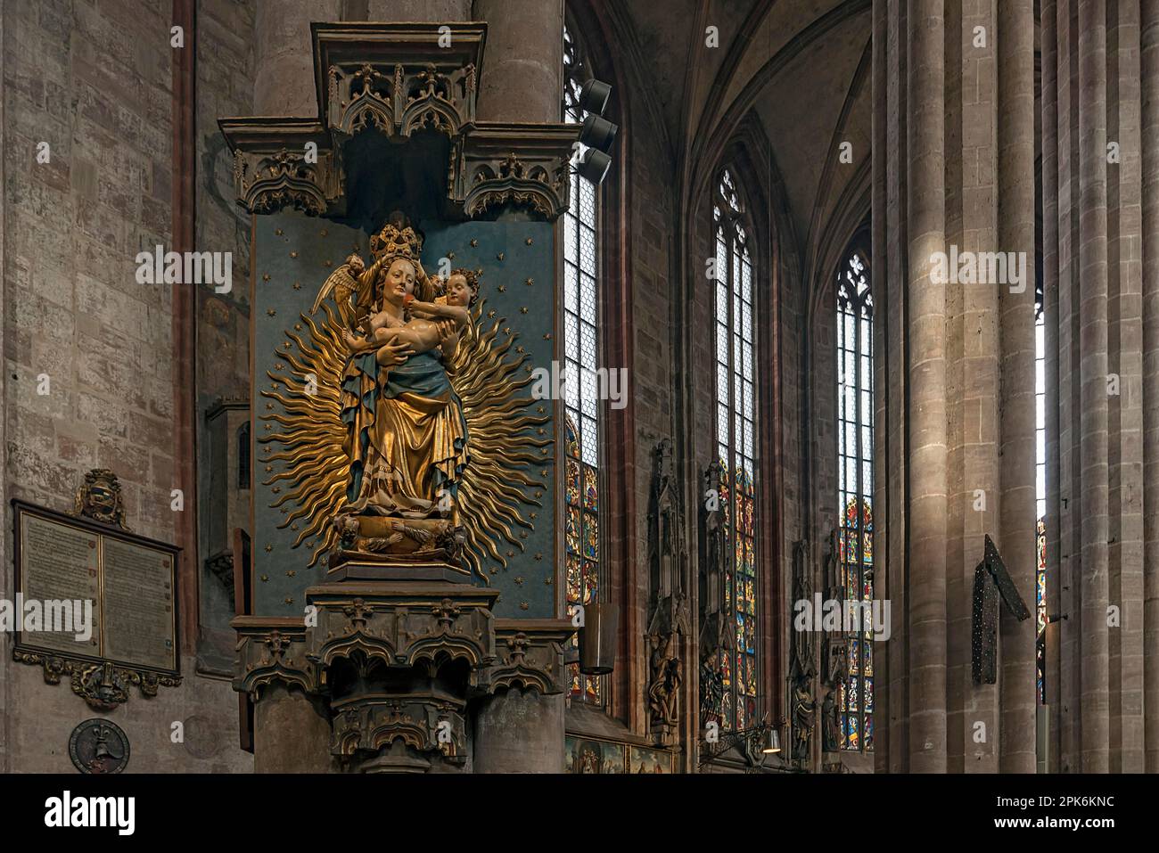 Strahlende Madonna, created1438, St. Sebaldus-Kirche, Nürnberg, Mittelfrankreich, Bayern, Deutschland Stockfoto