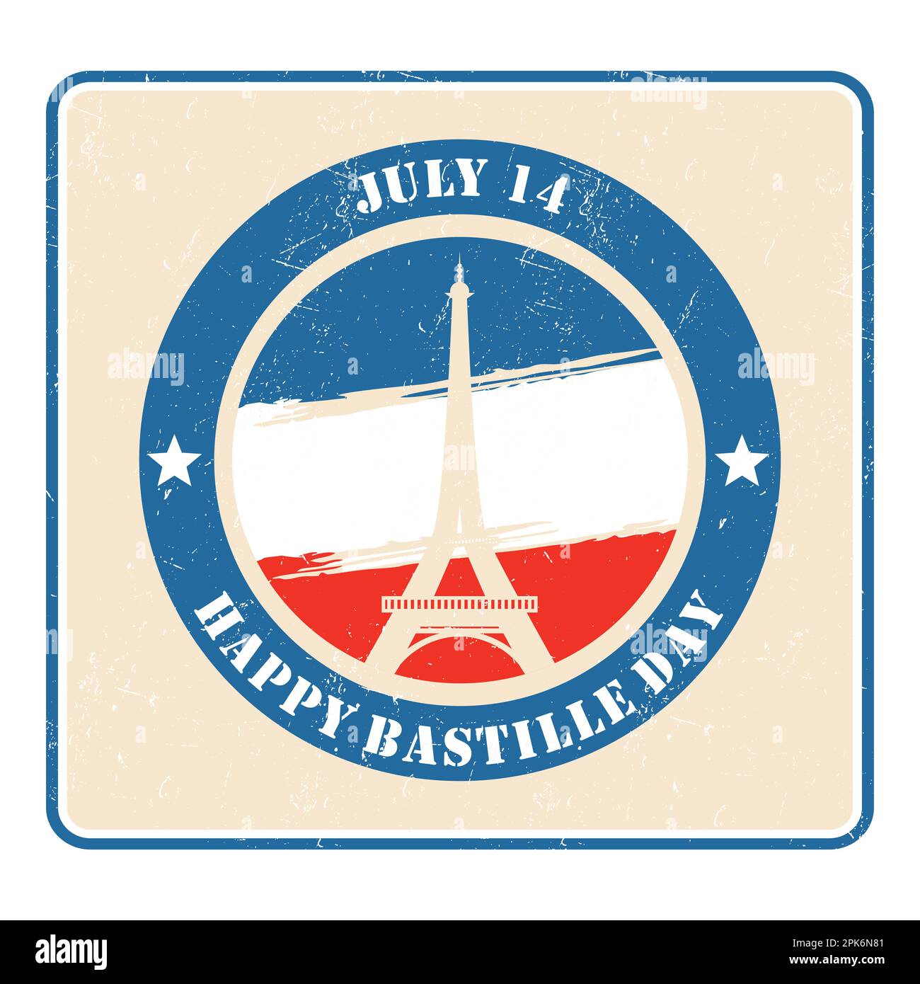 Karte, Banner oder Poster für den französischen Nationalfeiertag, Happy Bastille Day, moderne Hintergrunddarstellung Stock Vektor