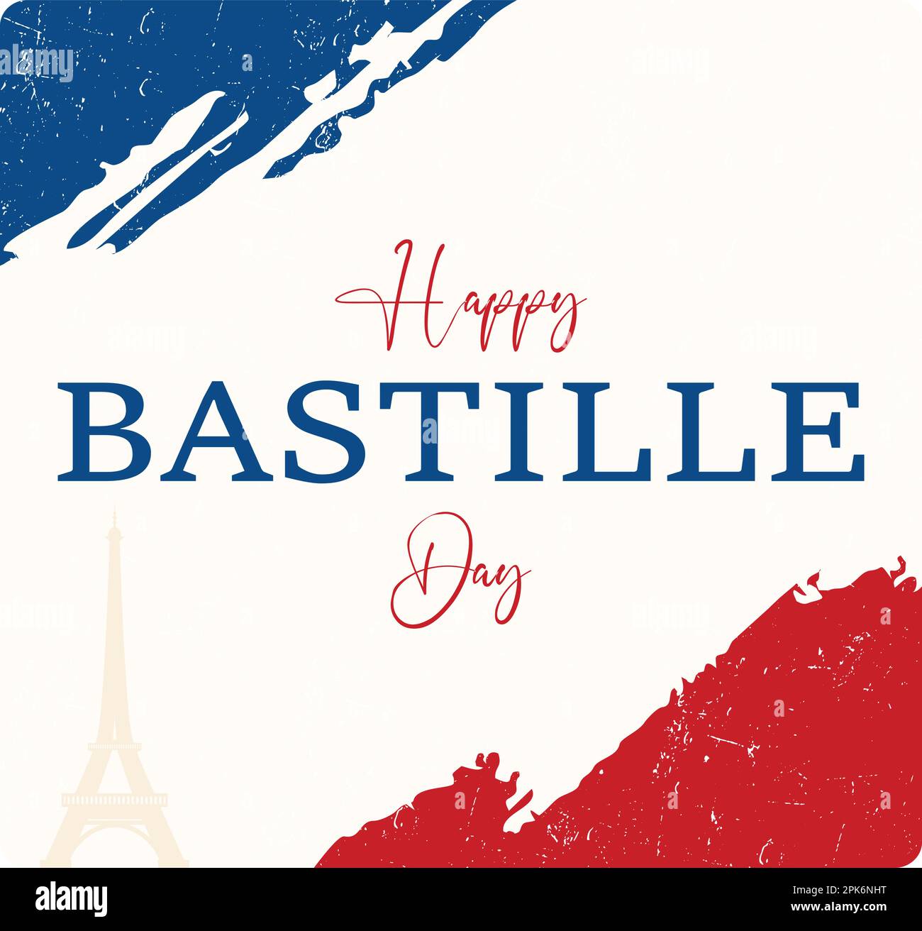Happy Bastille Day, Illustration, Karte, Banner oder Poster für den französischen Nationalfeiertag, moderne Hintergrunddarstellung Stock Vektor