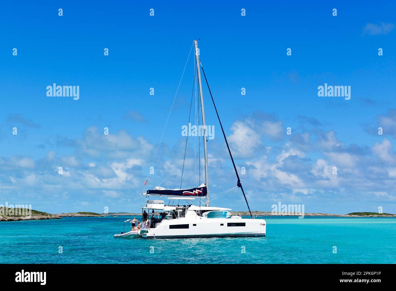 Segelyacht in Allens Cay, Exuma Cays, Bahamas Stockfoto