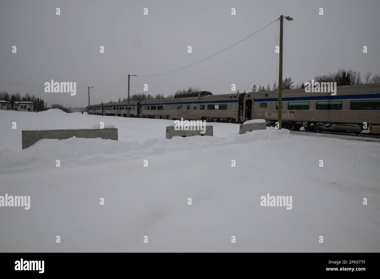 Via Rail-Haltestelle am Thompson Station am Industriepark in Thompson, Manitoba, Kanada Stockfoto