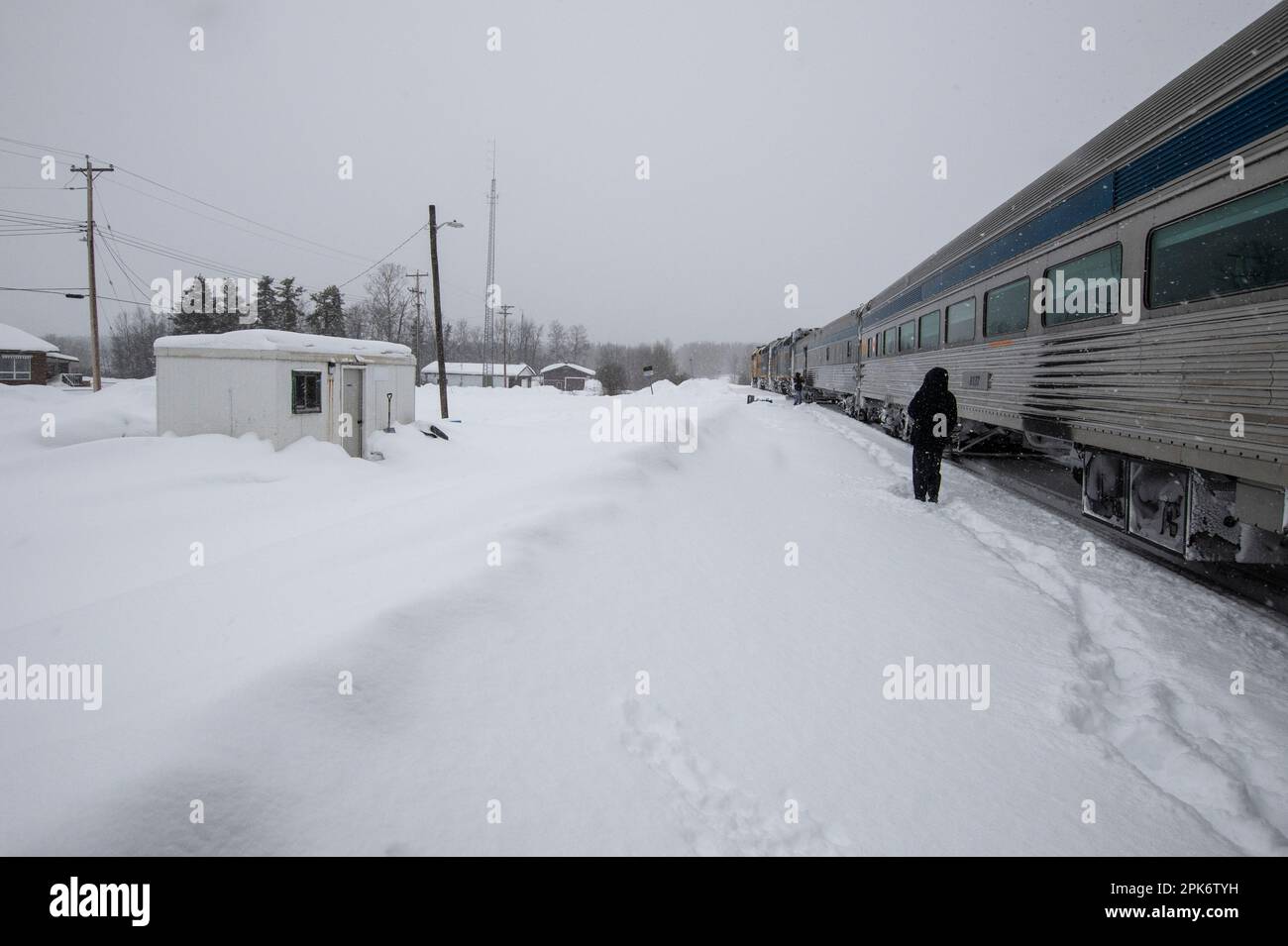 Via Rail-Haltestelle am Thompson Station am Industriepark in Thompson, Manitoba, Kanada Stockfoto