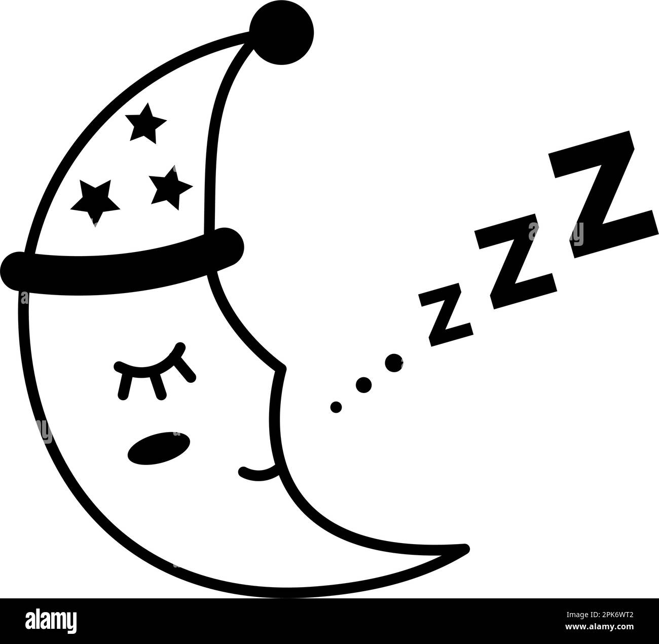 ZZZ-Schlaf-Schnarchen mit Vektorsymbol für Halbmond. Stock Vektor