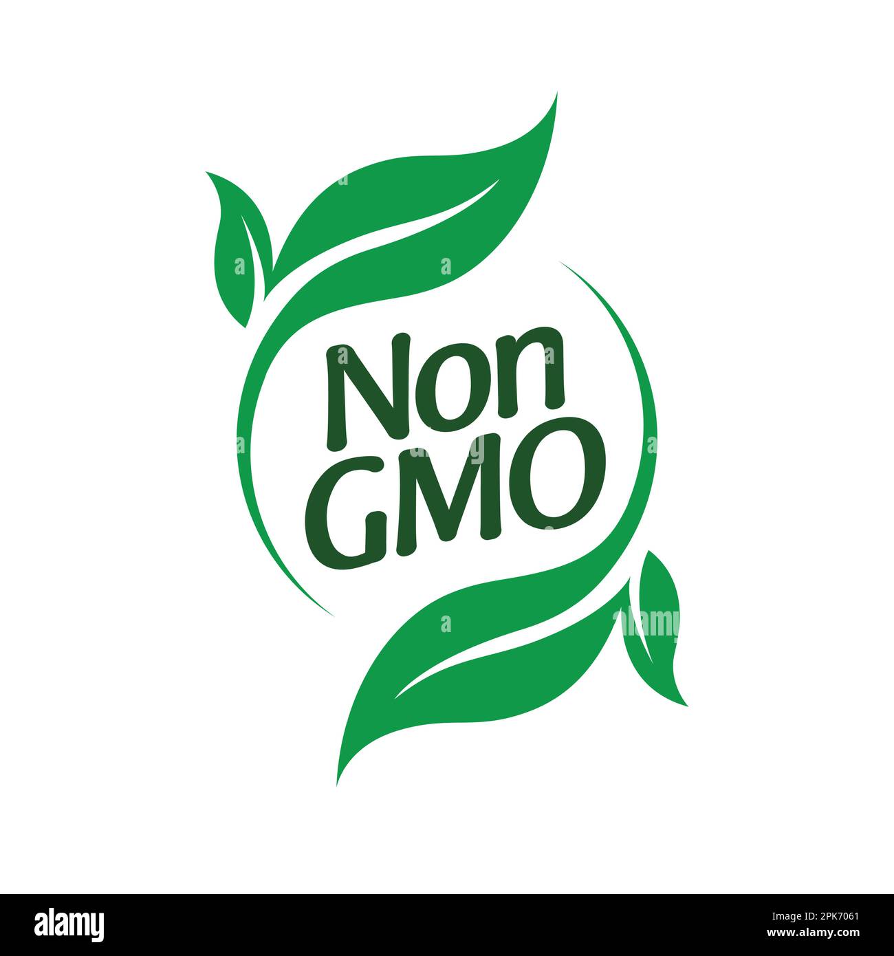 Nicht-GVO-freies Logo-Symbol in grünem Kreismotiv Beschriftungsvektor isoliert auf weißem Hintergrund Stock Vektor