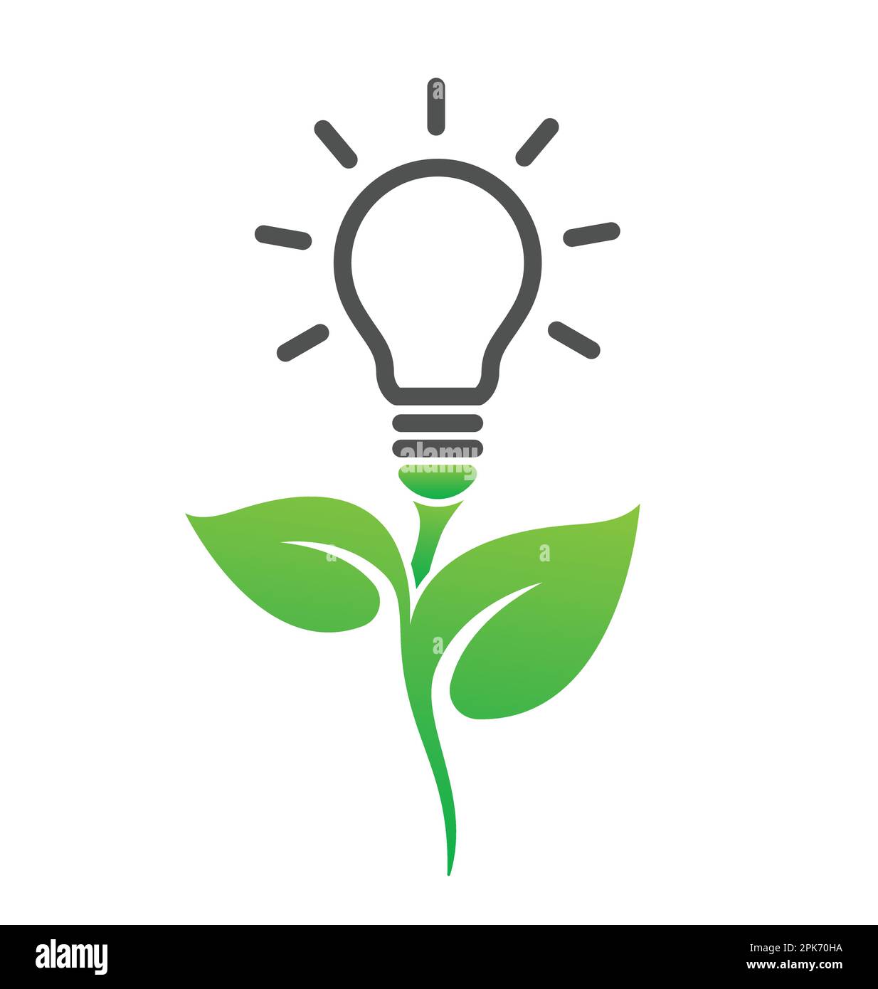Grüne Energierichtlampe Globus grünes Pflanzensymbol Vektor isoliert auf weißem Hintergrund Stock Vektor