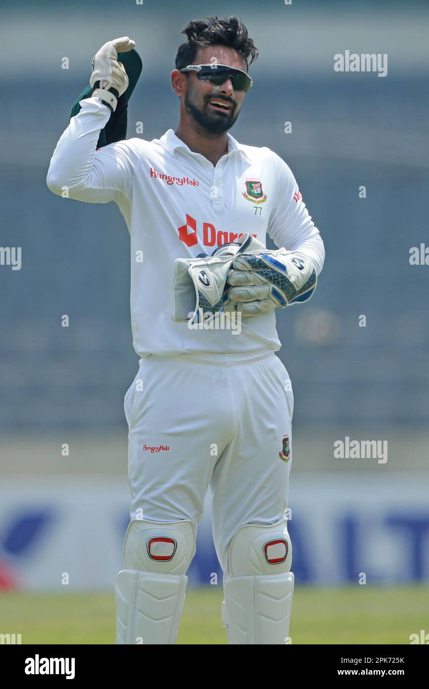 Litton Kumar das am dritten Tag des alleinigen Testspiels zwischen Bangladesch und Irland im Sher-e-Bangla National Cricket Stadium, Mirpur, Dhaka, Stockfoto