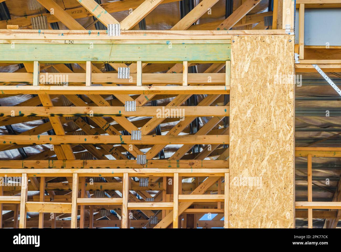 Grafische Darstellung eines teilweise gebauten Hauses im Bau Stockfoto