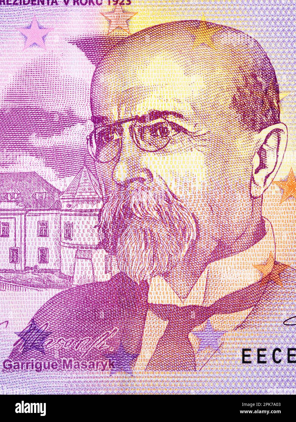 Tomas Garrigue Masaryk, ein Nahporträt von Geld Stockfoto