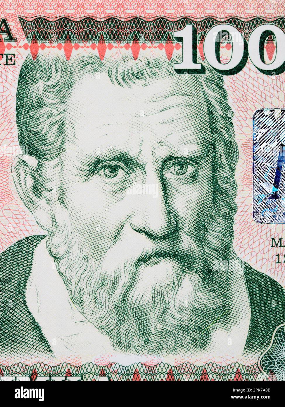 Marco Polo, ein Nahaufnahmen-Porträt von Geld Stockfoto