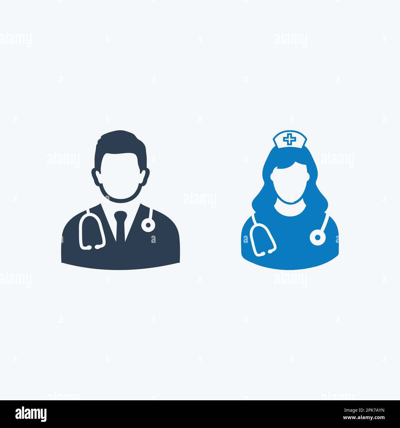 Symbol für Arzt und Krankenschwester. Bearbeitbare Vektor-EPS-Symboldarstellung. Stock Vektor