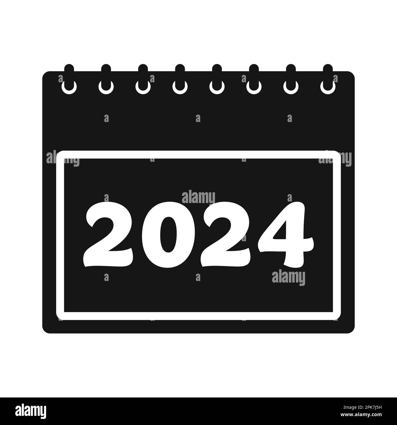 2024 Schwarzes Kalendersymbol. Bearbeitbare Vektor-EPS-Symboldarstellung. Stock Vektor