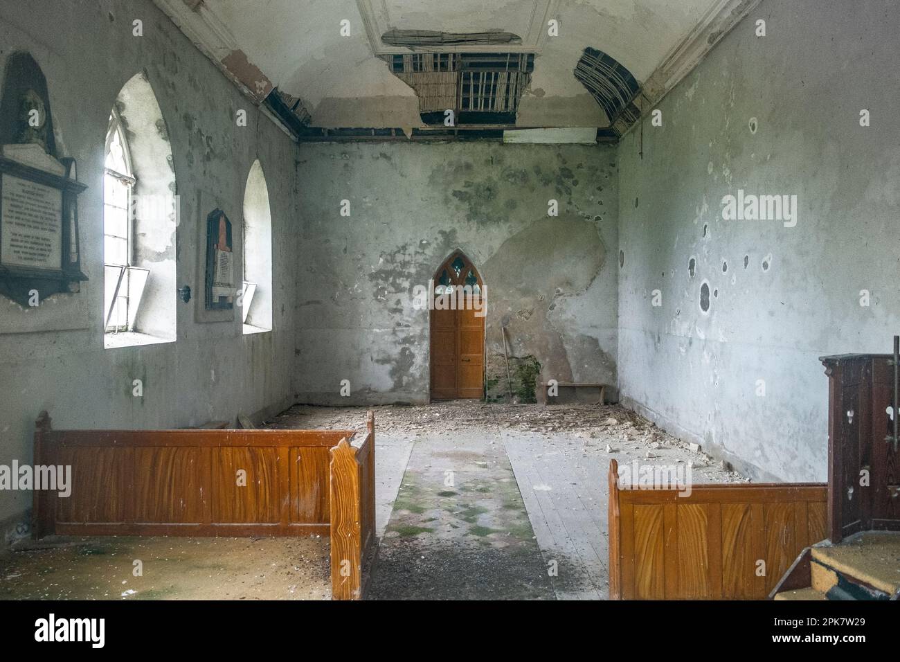 Zerstörte Kirche Stockfoto