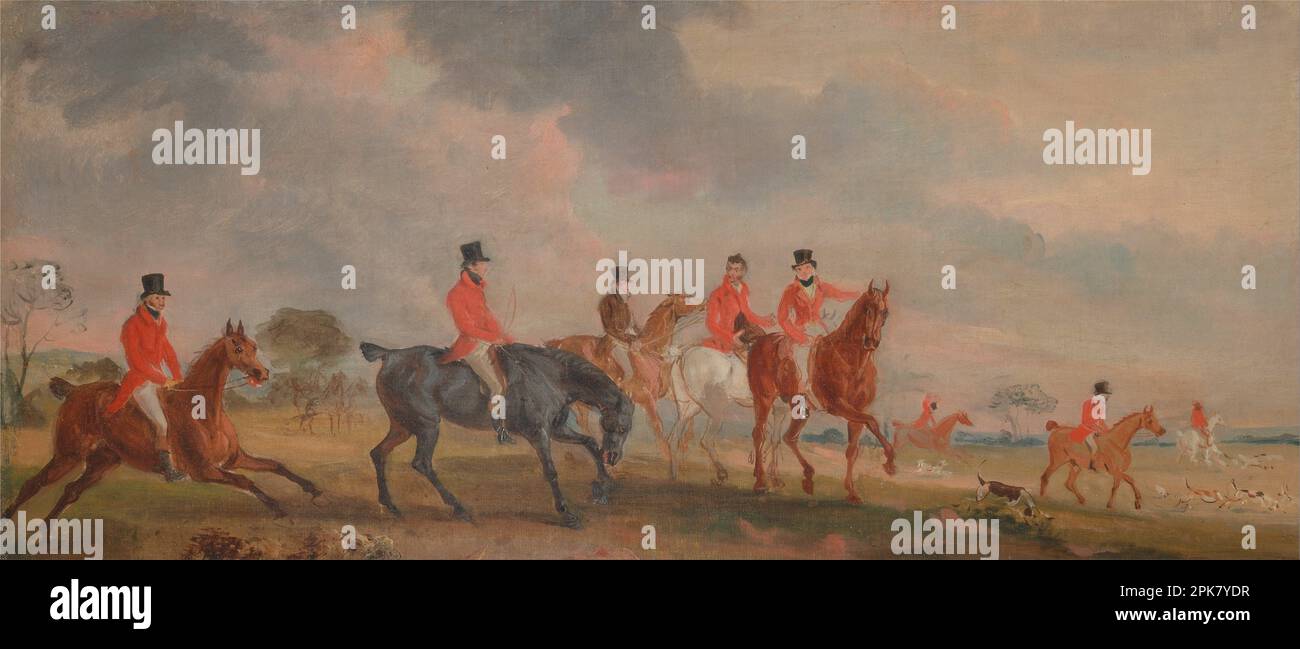 The Quorn Hunt: A Sketch of the Artist and His Friends Moving Off circa 1825 von John Ferneley Stockfoto