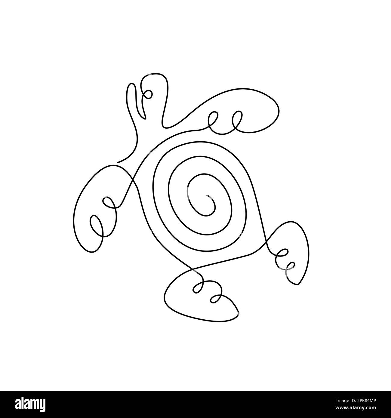 SCHILDKRÖTENKUNST. Vector-Meeresschildkröte. Vektor zum Zeichnen von durchgehenden Strichen zum Drucken von Sommerpostern, Karten, Aufkleber-Tattoo. Einzeilige Grafik. Eine Linie Von Hand Gezeichnet Stock Vektor