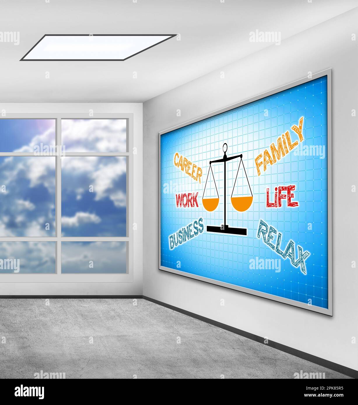 Programm Auswahl zwischen Karriere und Familie auf dem Bildschirm Stockfoto