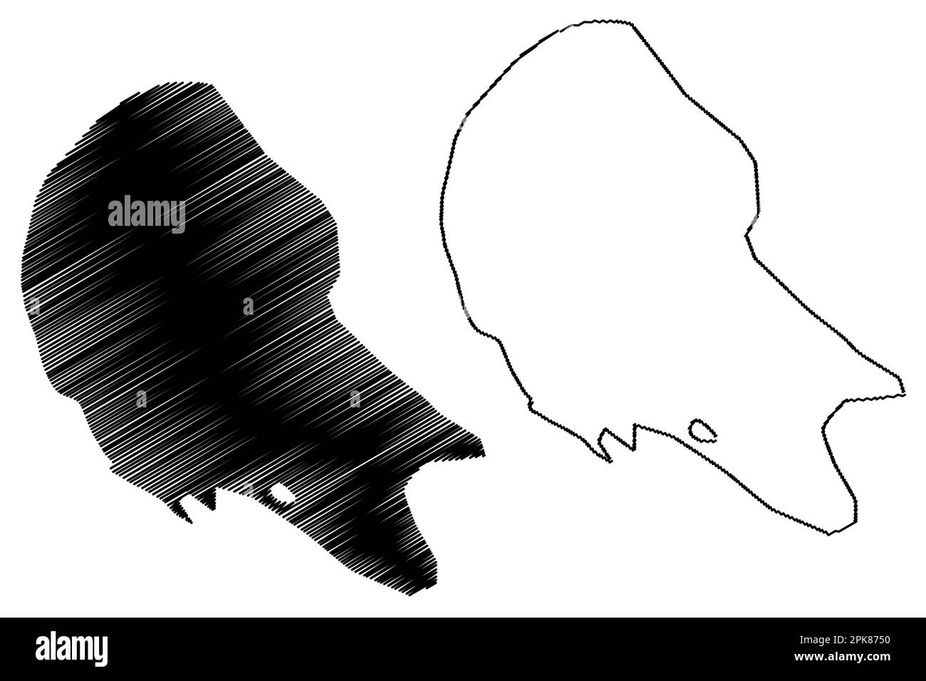 Lake Assal (Afrika, Republik Dschibuti) Karte Vektordarstellung, Scribble Sketch Honey Lake Karte Stock Vektor