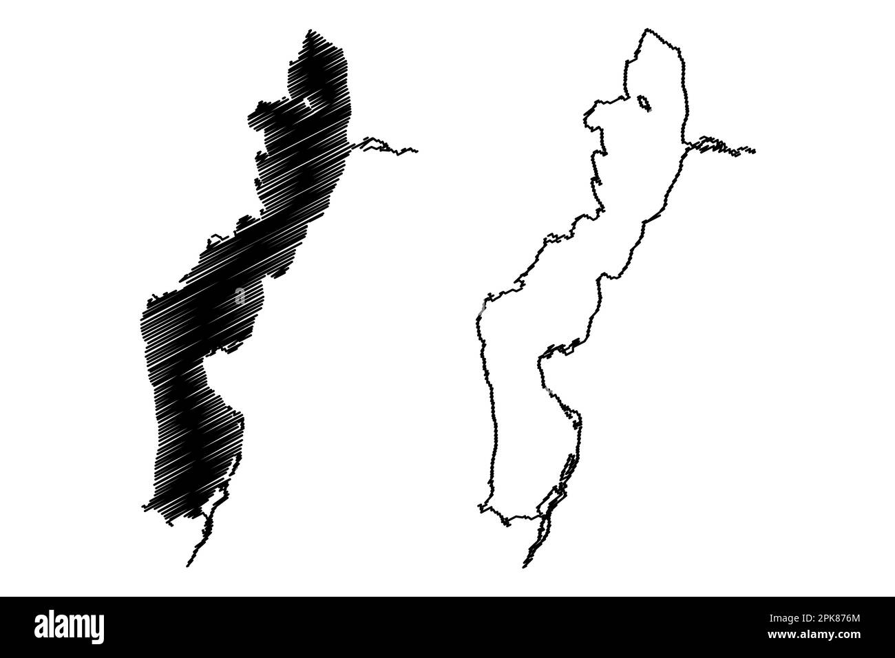 Lake Alaotra (Afrika, Republik Madagaskar) Karte Vektordarstellung, Scribble Sketch Lac Alaotra Karte Stock Vektor