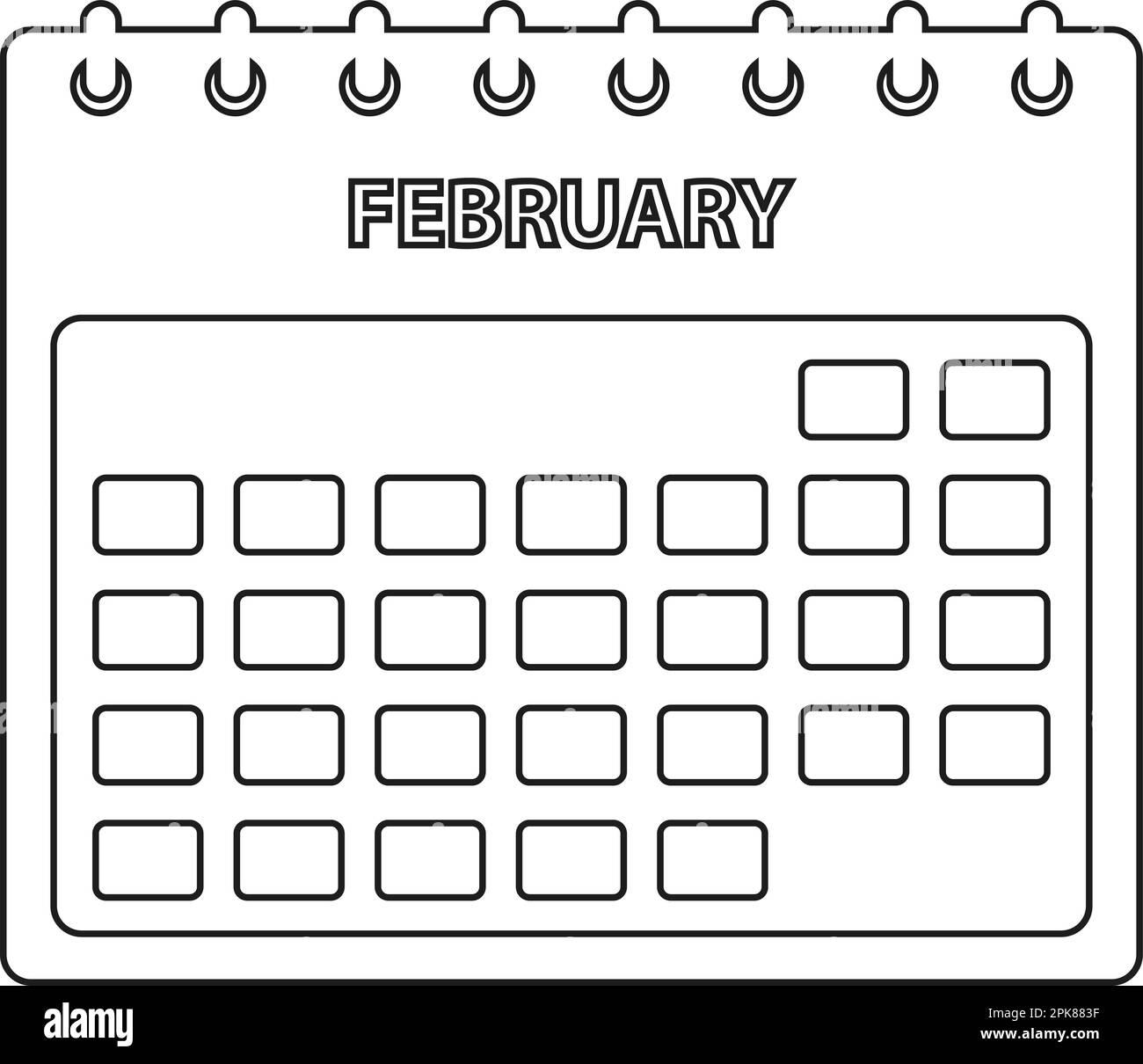 Liniensymbol für Februar-Kalender. Bearbeitbare Vektor-EPS. Stock Vektor