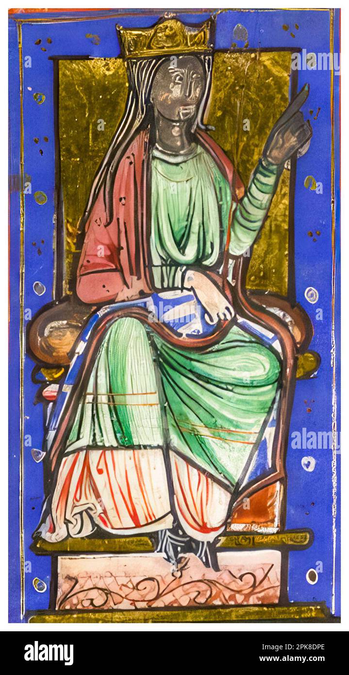Ealhswith (Ealswitha, gestorben 902) war die Frau von König Alfred dem Großen, beleuchtetes Manuskript aus dem 13. Jahrhundert, Porträtgemälde, 1220 Stockfoto