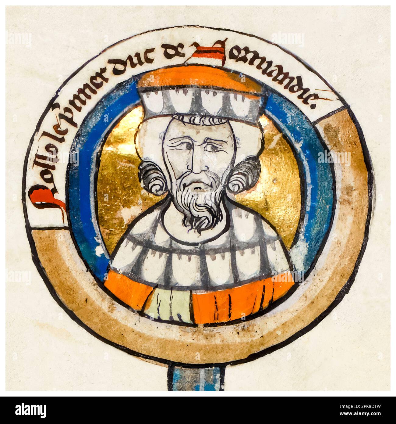 Rollo (ca. 846-ca. 931), Graf von Rouen (911-928), beleuchtetes Manuskript-Porträtgemälde, vor 1399 Stockfoto