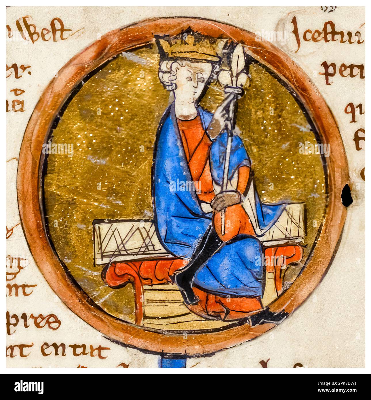 Ecgberht (770/775-839), König von Wessex (802-839), beleuchtetes Manuskript-Porträtbild, vor 1399 Stockfoto