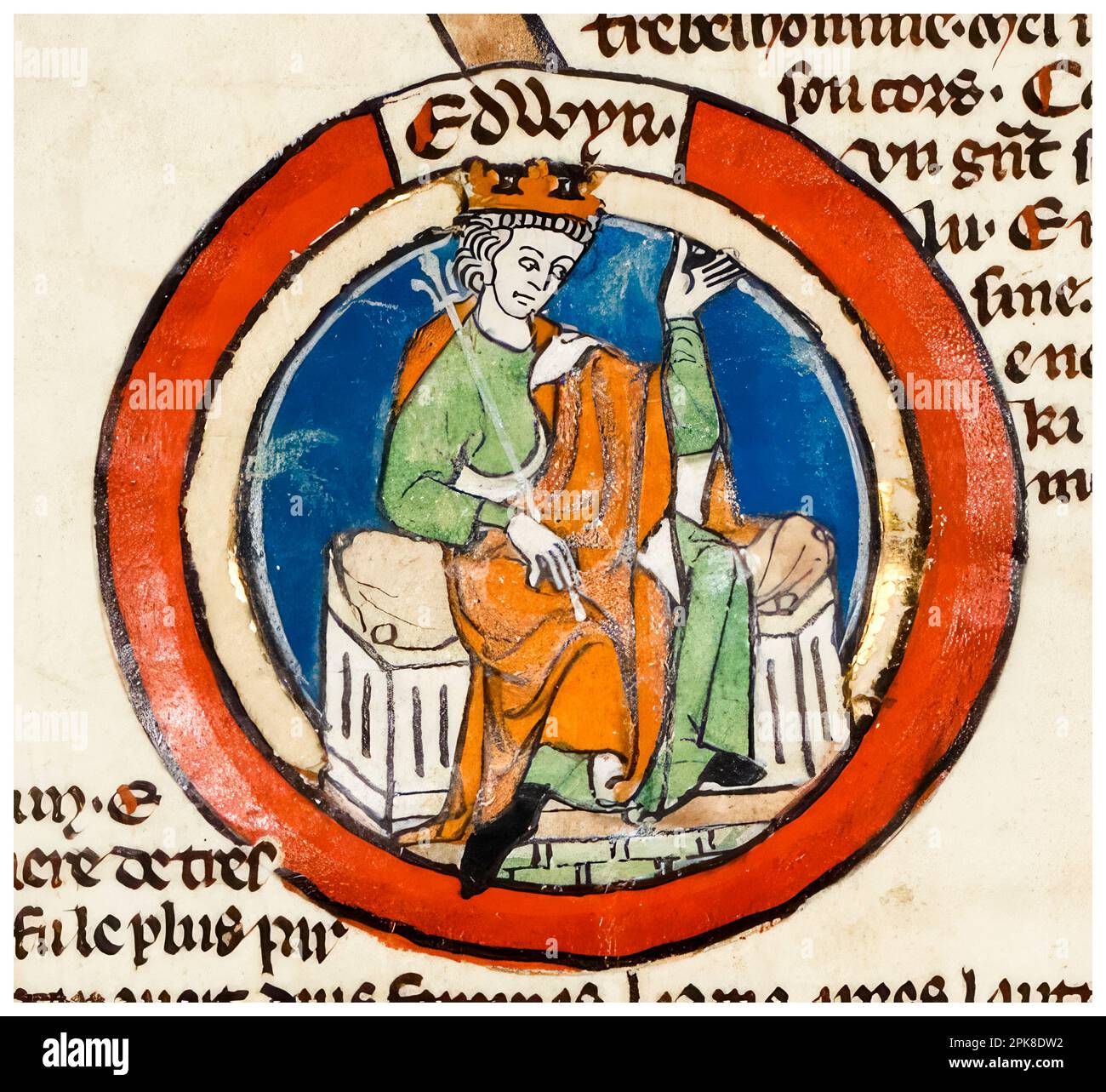 Eadwig (ca. 940-959), König von England (955-959), beleuchtete Manuskript-Porträtmalerei, vor 1399 Stockfoto