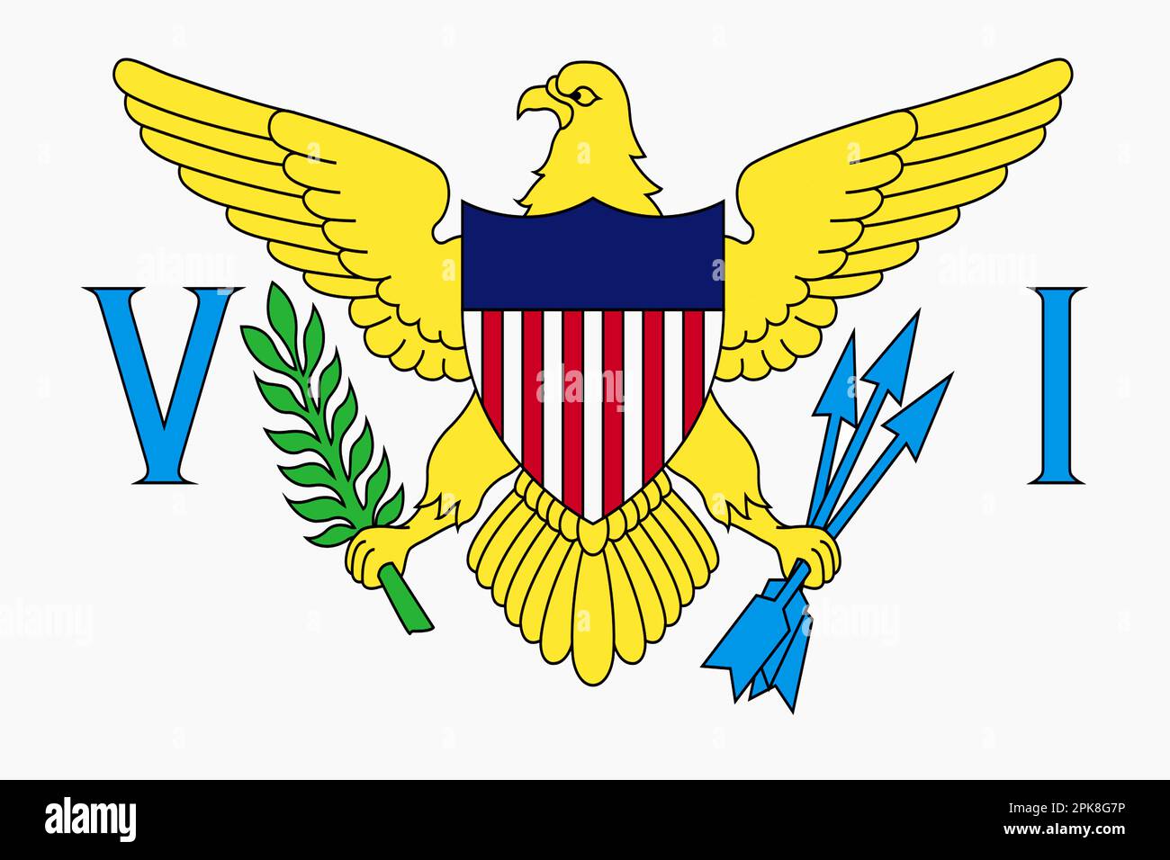 AMERIKANISCHE Jungferninseln Flagge Illustration Hintergrund Adler Stockfoto