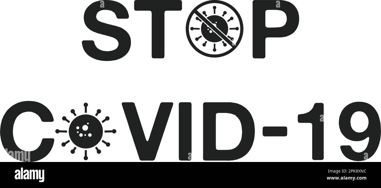 Stop Covid-19, Coronavirus Symbol Konzept. Bearbeitbare Vektorsymboldarstellung. Stock Vektor