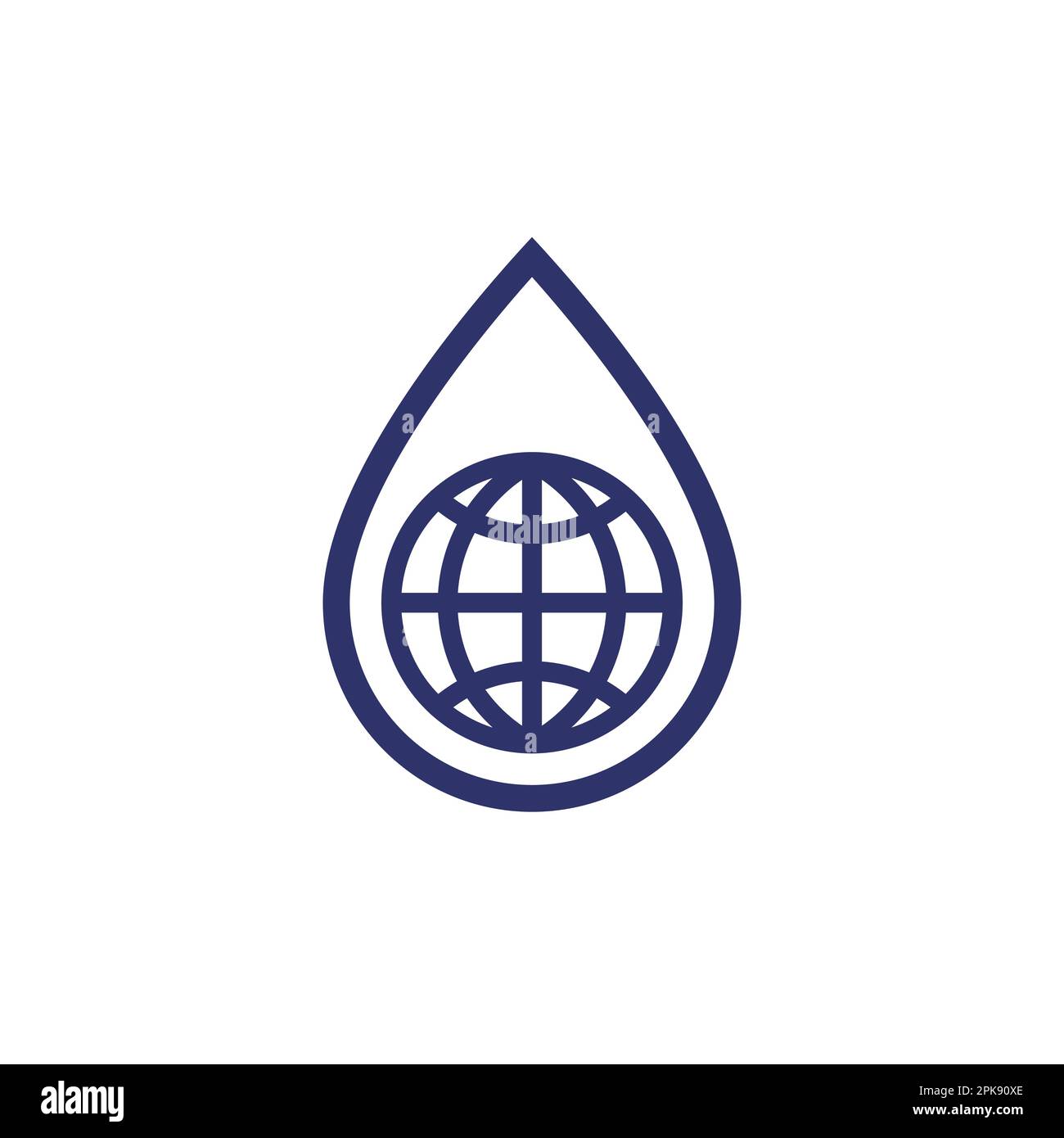 Wassertropfen-Symbol mit einem Globus Stock Vektor